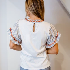 Entro Marina Embroidered Top Tops