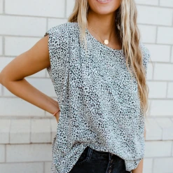Entro James Sleeveless Leopard Top Tops