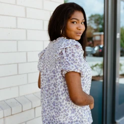 Entro Shasta Floral Puff Sleeve Top