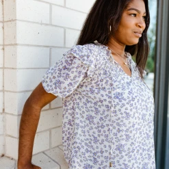 Entro Shasta Floral Puff Sleeve Top