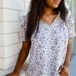 Entro Shasta Floral Puff Sleeve Top