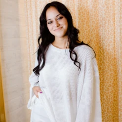 Umgee Sophie Oversized Waffle Knit Top Tops