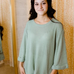 Umgee Sophie Oversized Waffle Knit Top Tops