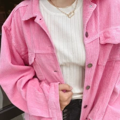 POL Raw Hem Corduroy Button Up Jacket