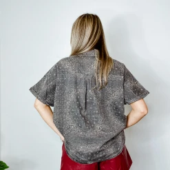 POL Paisley Printed Button Up Top