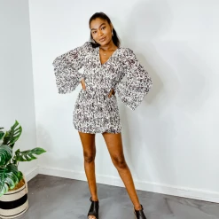 Entro Bridgette Printed Romper Rompers