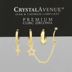 Golden Stella Charm Huggie Hoops Set Jewelry