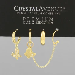 Golden Stella Charm Huggie Hoops Set Jewelry