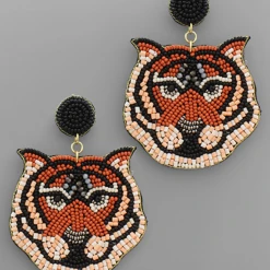 Golden Stella Beaded Tiger Earrings