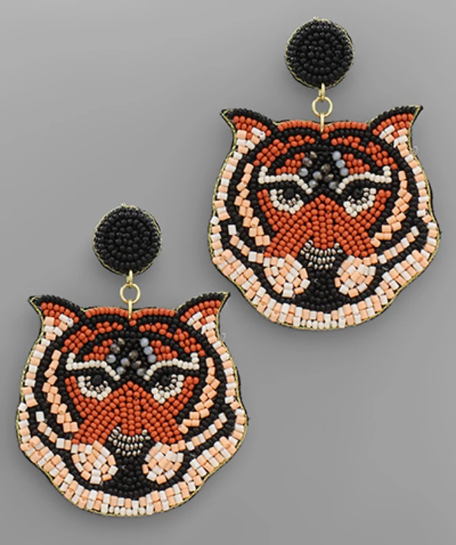 Golden Stella Beaded Tiger Earrings - Stylish Handmade Jewelry for Women 3 Golden Stella Beaded Tiger Earrings