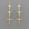 Golden Stella Triple Cross Earrings