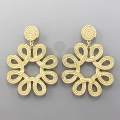 Golden Stella Coil Flower Statement Earrings Jewelry