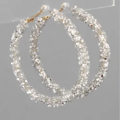 Golden Stella Sparkle Glitter Hoops