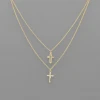 Golden Stella Layered Cross Charm Necklace