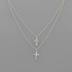 Golden Stella Layered Cross Charm Necklace