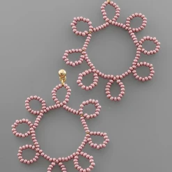 Golden Stella Beaded Floral Earrings