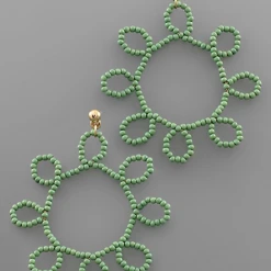 Golden Stella Beaded Floral Earrings