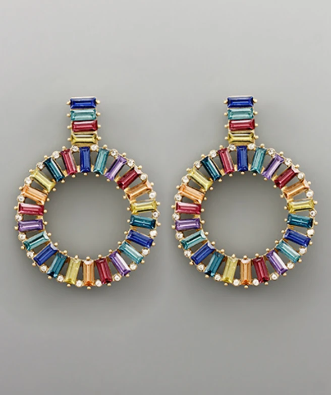 Golden Stella Jewelry Rainbow Stone Earrings - Elegant & Colorful Accessories 3 Golden Stella Jewelry Rainbow Stone Earrings
