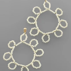 Golden Stella Beaded Floral Earrings | Elegant Jewelry for Women | Handmade Accessories 7 Golden Stella Beaded Floral Earrings