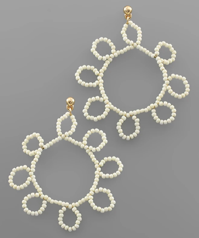 Golden Stella Beaded Floral Earrings | Elegant Jewelry for Women | Handmade Accessories 5 Golden Stella Beaded Floral Earrings