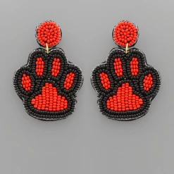 Golden Stella Beaded Paw Earrings Game Day Collection