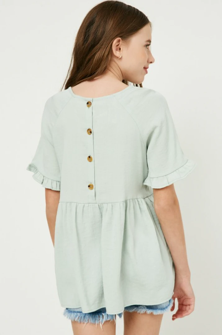 Hayden Tween Ruffle Sleeve Peplum Top