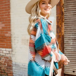 La Miel Tops River Aztec Print Jacket