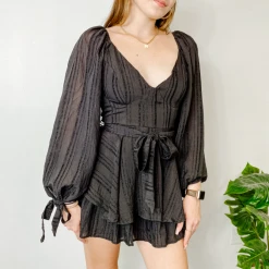 Rompers Erika Deep V Ruffle Romper