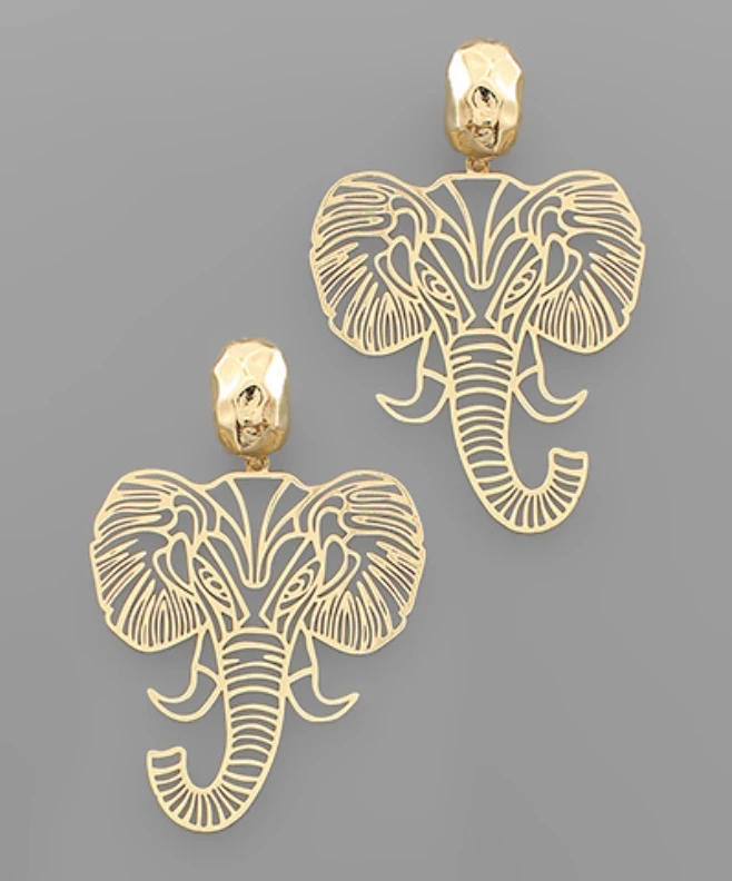 Golden Stella Elephant Cutout Earrings - Game Day Collection | Stylish Jewelry Accessories 5 Golden Stella Elephant Cutout Earrings Game Day Collection