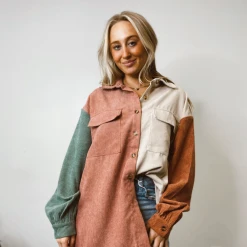 Entro Tops Autumn Colorblock Corduroy Top