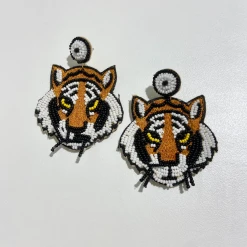 Golden Stella Game Day Collection Beaded Tiger Earrings