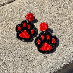 Golden Stella Beaded Paw Earrings Game Day Collection