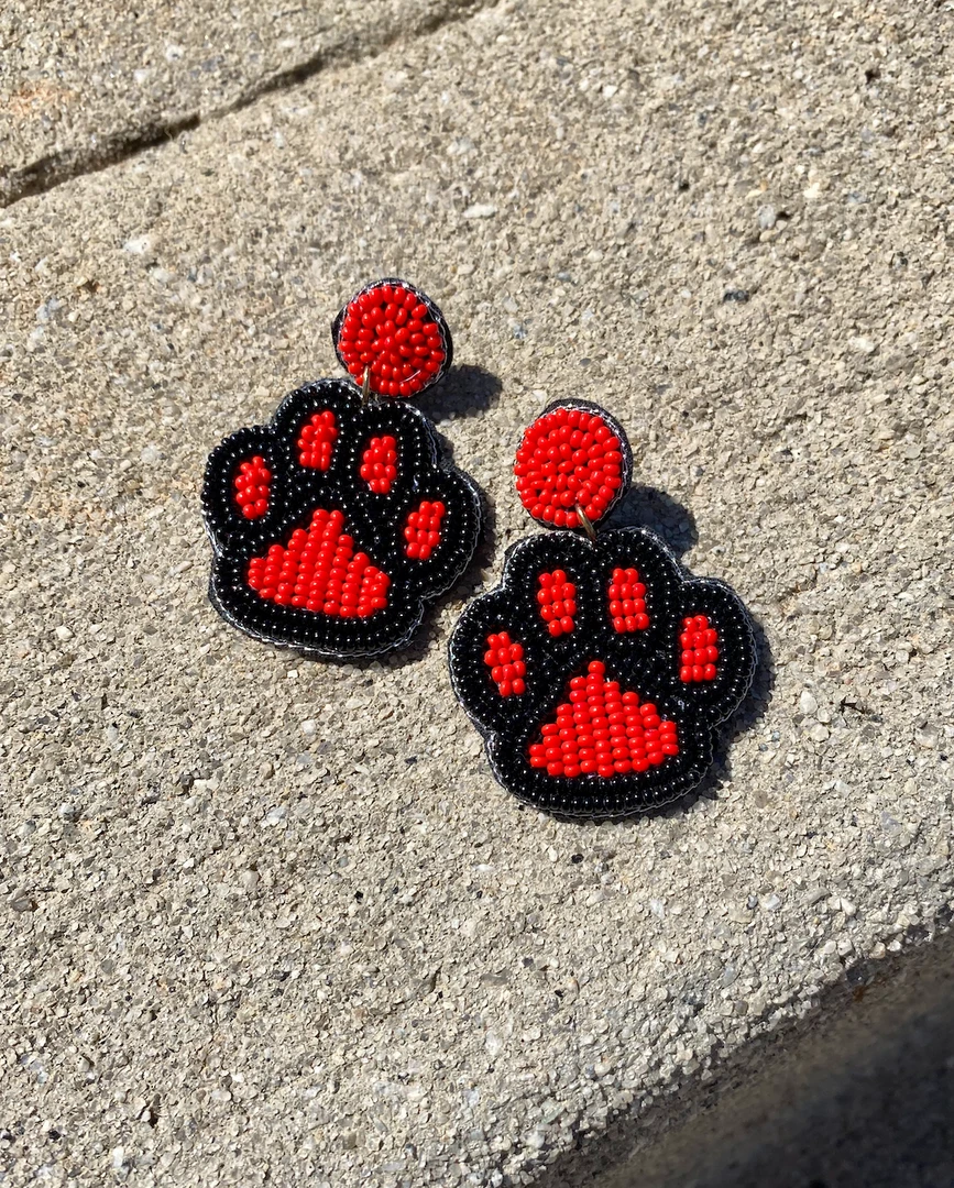 Golden Stella Beaded Paw Earrings - Game Day Collection | Stylish & Lightweight 3 Golden Stella Beaded Paw Earrings Game Day Collection