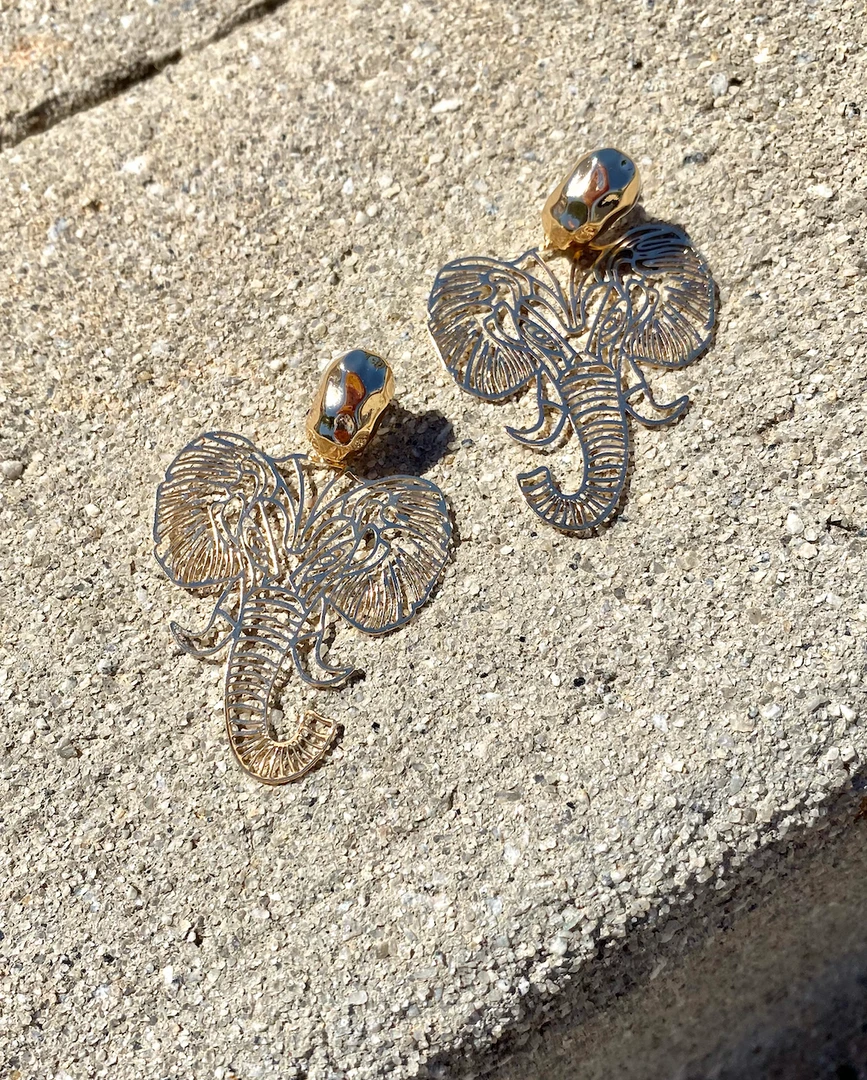 Golden Stella Elephant Cutout Earrings - Game Day Collection | Stylish Jewelry Accessories 3 Golden Stella Elephant Cutout Earrings Game Day Collection