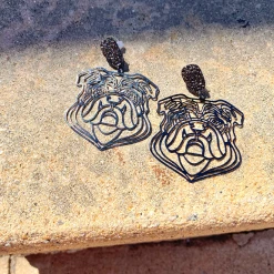Golden Stella Bulldog Cutout Earrings Game Day Collection