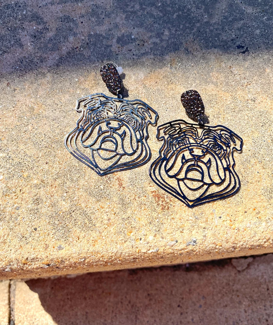 Golden Stella Bulldog Cutout Earrings - Game Day Collection | Swank Signature Jewelry 4 Golden Stella Bulldog Cutout Earrings Game Day Collection