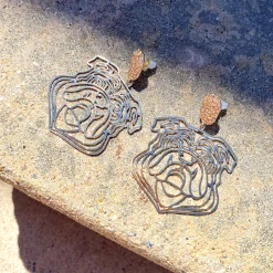 Golden Stella Bulldog Cutout Earrings Game Day Collection