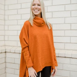 Cherish Soft Cowl Neck Poncho Tops