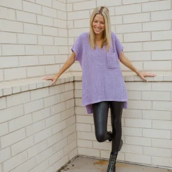 POL Kate Short Sleeve Chenille Sweater