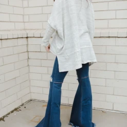 Vibrant Raw Hem Super Flare Jeans Bottoms