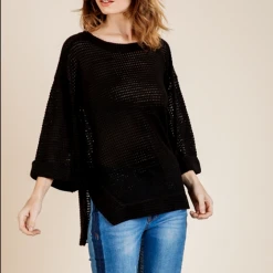 Umgee Sophie Oversized Waffle Knit Top Tops