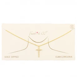 Golden Stella Classic CZ Cross Necklace