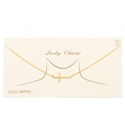 Golden Stella Sideways Cross Charm Necklace Jewelry