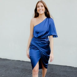Do + Be Lillian One Shoulder Satin Dress
