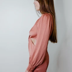 Le Lis Poppy Long Sleeve Cut Out Romper Rompers