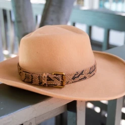 POL Snakeskin Belted Wool Hat Hats