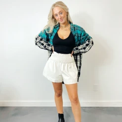 TCEC Cameron Leather Smocked Shorts Bottoms