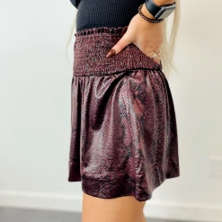 TCEC Jenny Satin Snakeskin Shorts Bottoms