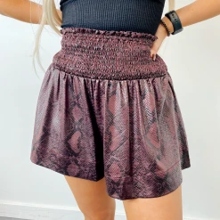 TCEC Jenny Satin Snakeskin Shorts Bottoms