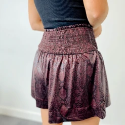 TCEC Jenny Satin Snakeskin Shorts Bottoms